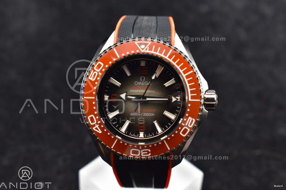 Bezel 6000M Seamaster 1:1 Strap Best Deep Rubber Gray Ultra Ceramic Black A2824 on Orange Edition Dial SS TF 1228